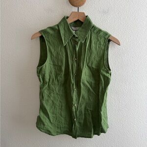 Max Mara Linen Sleeveless Button Down Shirt